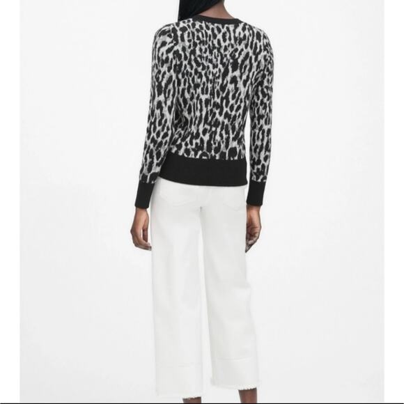 Banana Republic Leopard Print Wool Alpaca Crewneck Long Sleeve Sweater Size M - Picture 8 of 14